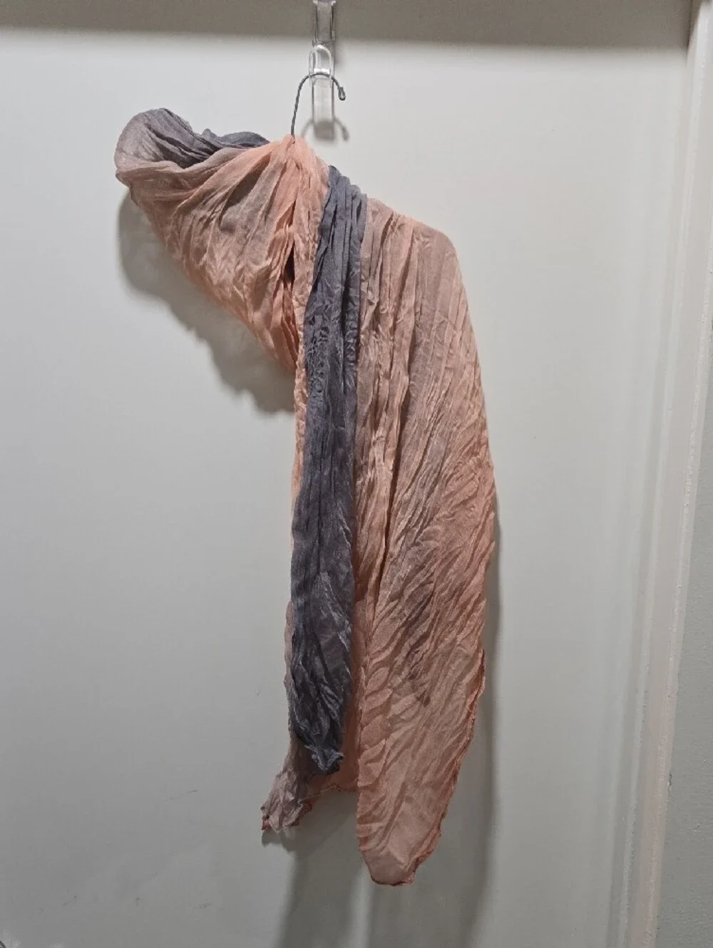 Lightweight Peach & Gray Crinkle Scarf